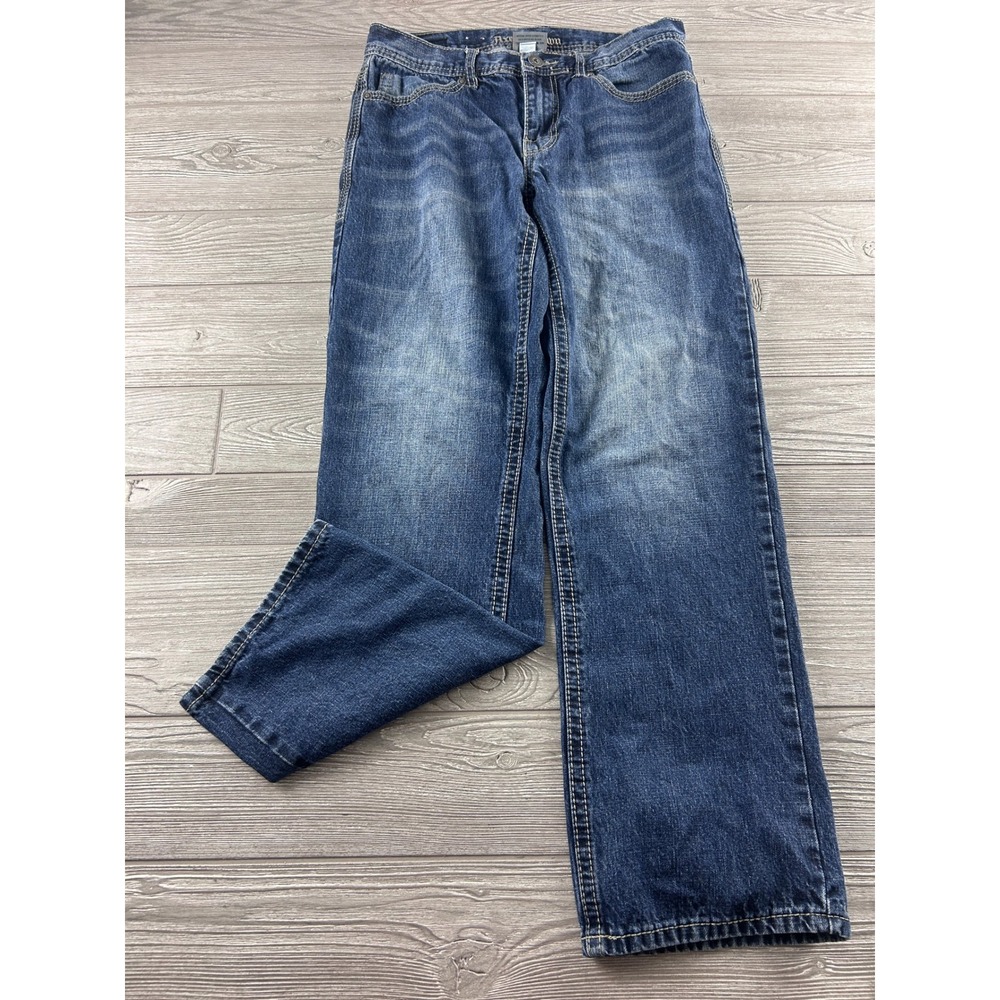 Axe & Crown Mens Straight Leg Blue Jeans 30x32 Contrast Stitch Embroidered Y2K